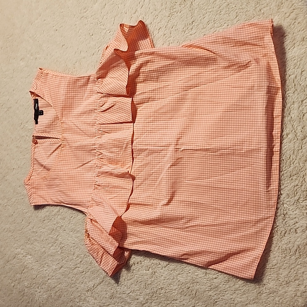 Etam pink gingham sleeveless with ruffle top